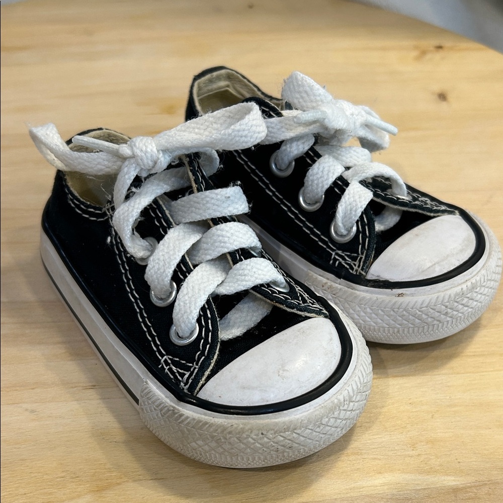 Converse Kids Black and White Low-Top Canvas Sneakers